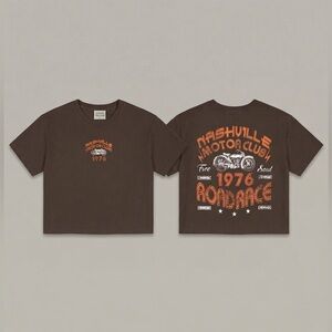 Urban Nation Nashville Motor Club 1976 Road Race Slightly Cropped Tee Small